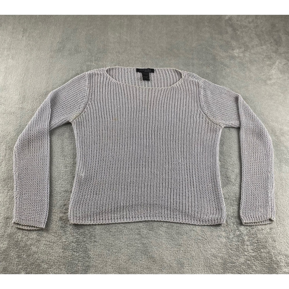 Express Knit Sweater Womens Size M Light Purple Crew Neck Long Sleeve Casual Top